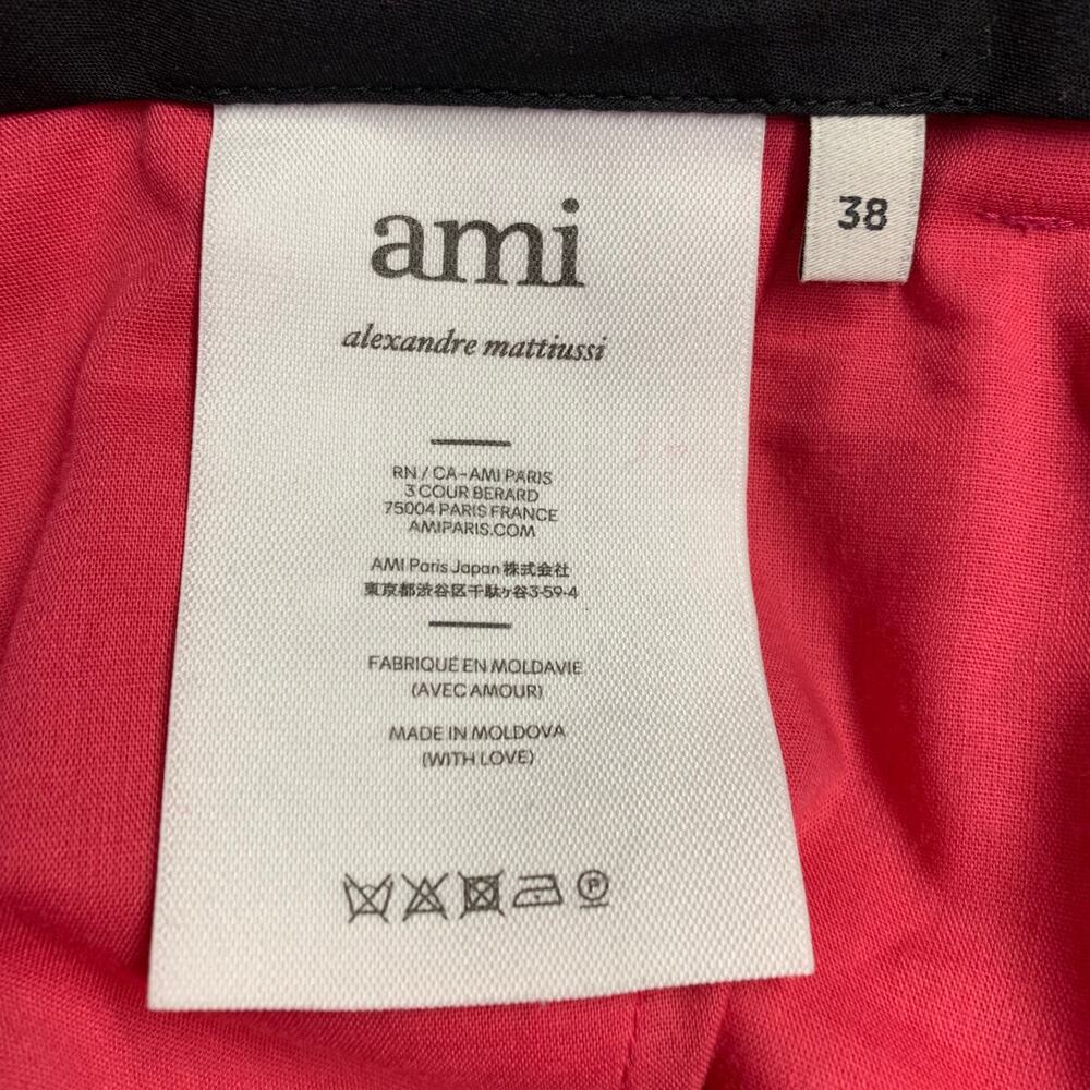 AMI by ALEXANDRE MATTIUSSI Size 36 Fuchsia Pink Black Wool Peak Lapel Suit - Picture 12 of 15